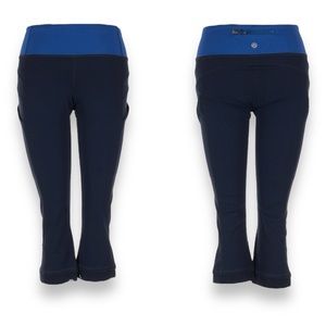 Lululemon 19” Crops with Mesh Details Black Blue size 4